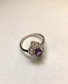 Ladies Purple Gemstone Ring In 925 Sterling Silver Size P